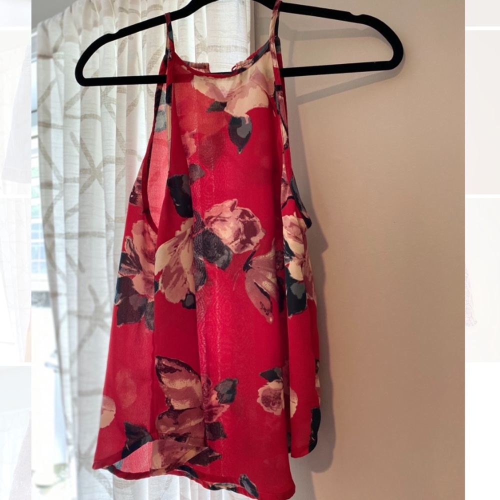Red floral shirt
